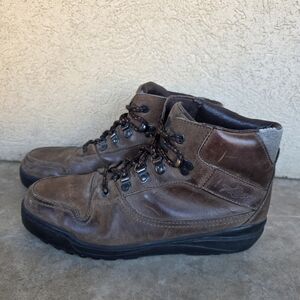 HH Brown Men’s Brown Leather Waterproof Hiking Boots Shoes
 Sz 9.5M Lace Up